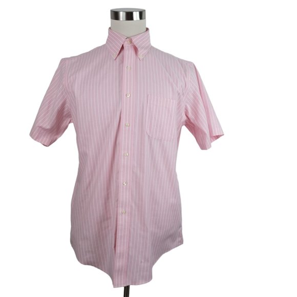 Brooks Brothers Traditional Fit Non-Iron Short Sleeve Button Down Pink 15.5 - Picture 2 of 6